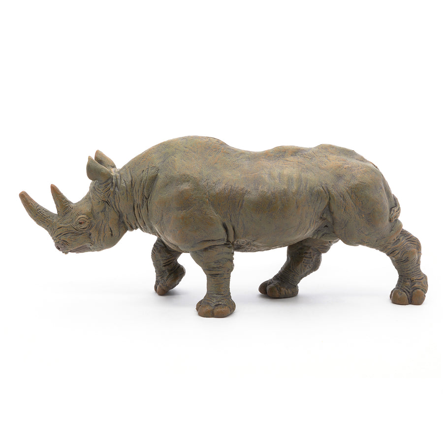 Figurine Rhinocéros noir Papo en PVC, thème savane, Collection Animaux sauvages, jouet éducatif idéal pour enfants et collectionneurs