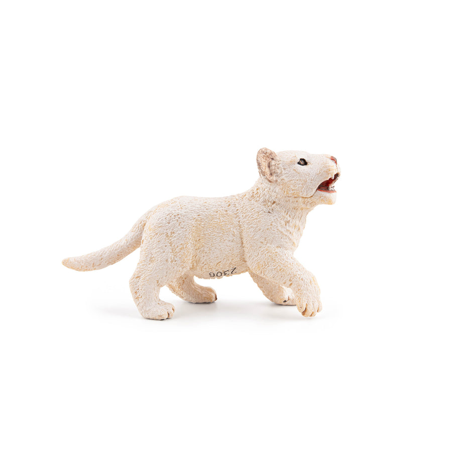 Figurine Lionceau blanc Papo en PVC, thème félins, Collection Animaux sauvages, jouet éducatif idéal pour enfants et collectionneurs