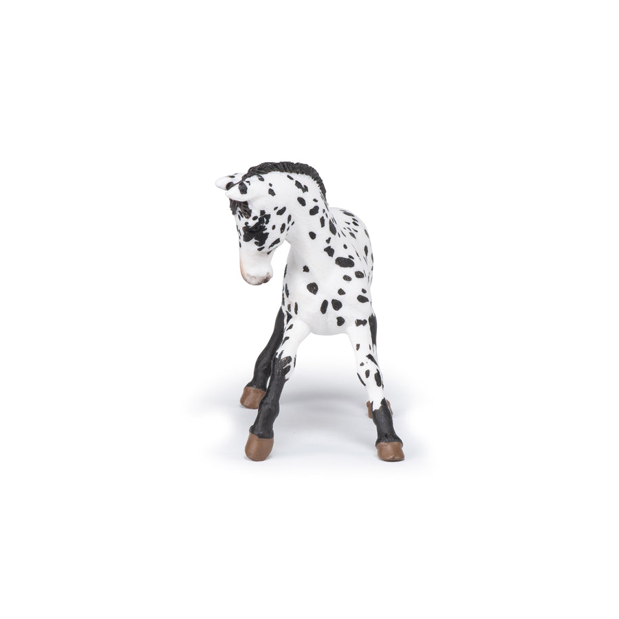 Poulain appaloosa noir Papo en PVC, Collection chevaux, jouet éducatif idéal pour enfants et collectionneurs