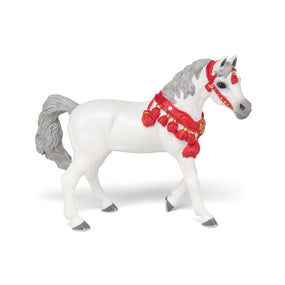 Cheval Arabe blanc en tenue de parade Papo en PVC, Collection chevaux, jouet éducatif idéal pour enfants et collectionneurs